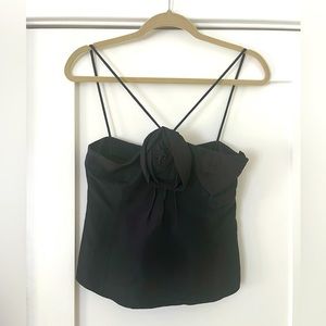 Emporio Armani 100% Silk Black Crop Top size 4